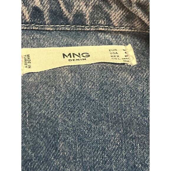 MNG Mango Women's Purple Washed Colorblock Patchwork Denim Jean Jacket Size M - Picture 4 of 5